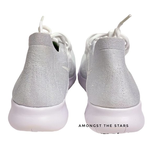 Nike Free RN Flyknit 2017 White Pure Platinum Running Sneakers 880844-100 - Picture 5 of 10